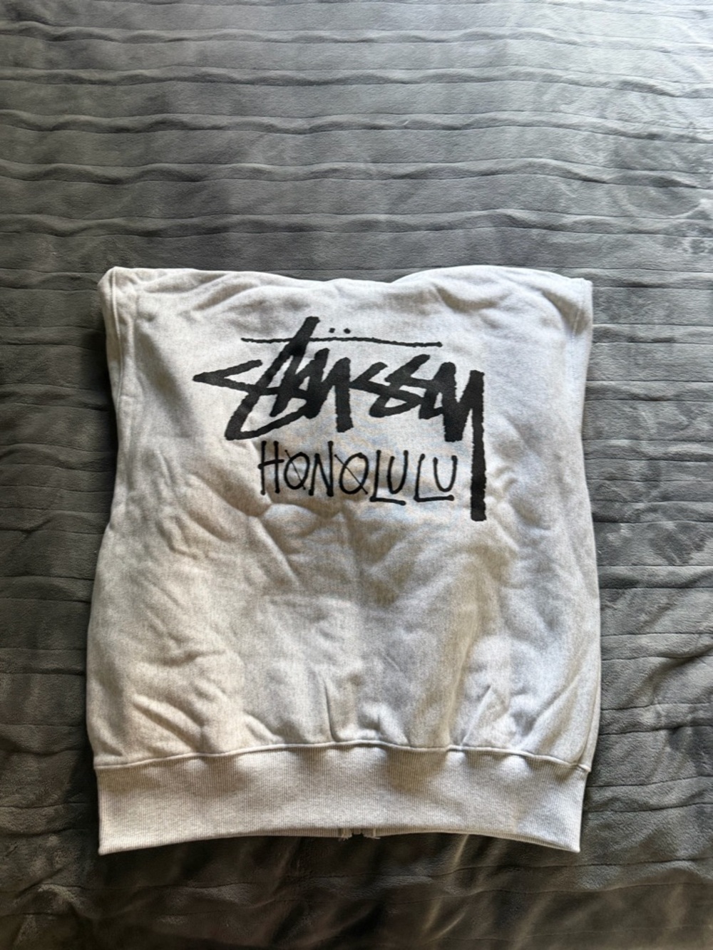 Stussy Ash Heather Zip Hoodie in Light Gray - Picture 3 of 4